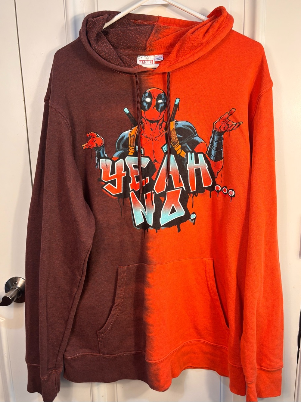 Marvel Deadpool Split Brown and Orange Pullover Hoodie